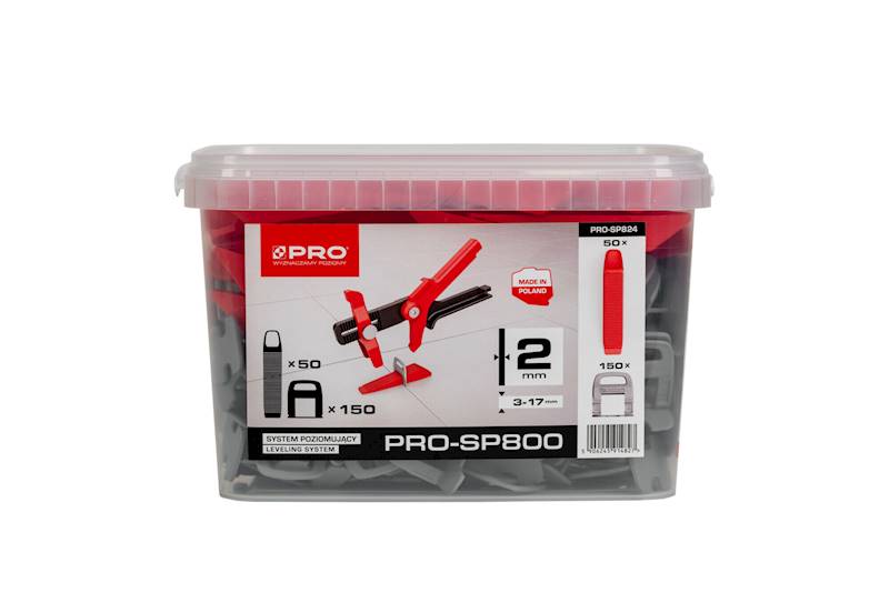 System poziomowania 2 mm mix klips / kliny 150 / 50 szt. wiadro 5 l PRO-SP800