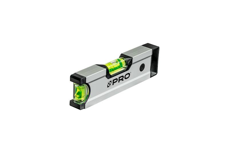 Poziomica kieszonkowa 17 cm anodowana srebrna z magnesami PRO600 PRO