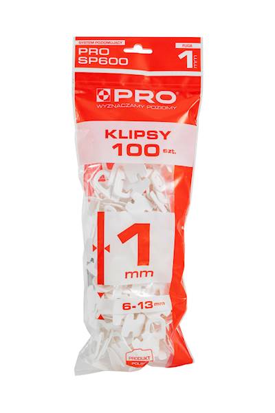 System poziomowania 1,0 mm klipsy 100 szt. PRO-SP600