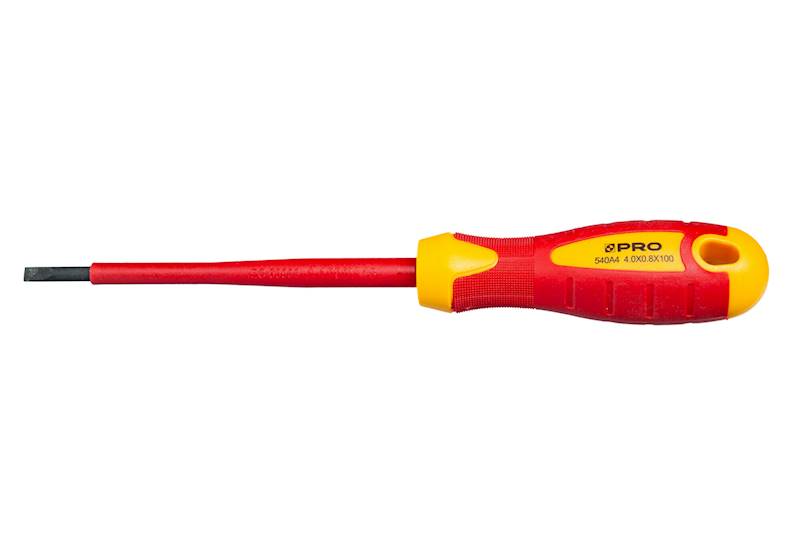 Wkrętak śrubokręt izolowany płaski 4 x 100 mm PRO