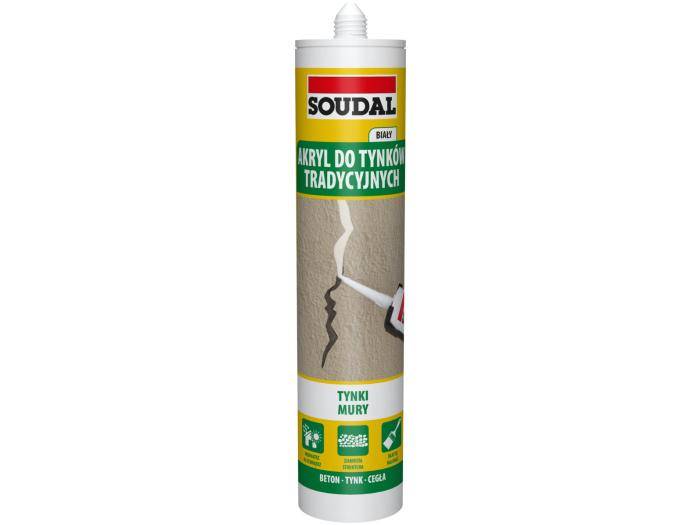 Akryl do tynków tradycyjnych biały 280 ml SOUDAL