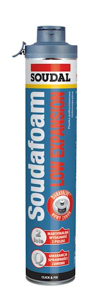 Pianka piana poliuretanowa pistoletowa niskoprężna Soudafoam Low Expansion Click & Fix 750 ml SOUDAL