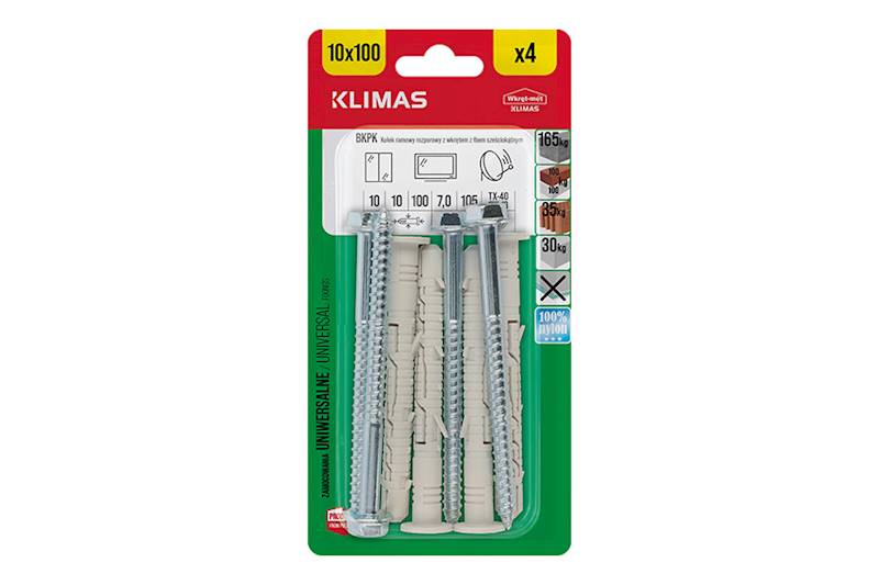 Kołki ramowe rozporowe z wkrętem z łbem sześciokątnym KPK 10 mm x 100 mm blister 4 szt. WKRĘT-MET