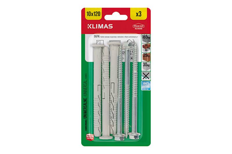 Kołki ramowe rozporowe z wkrętem z łbem sześciokątnym KPK 10 mm x 120 mm blister 3 szt. WKRĘT-MET