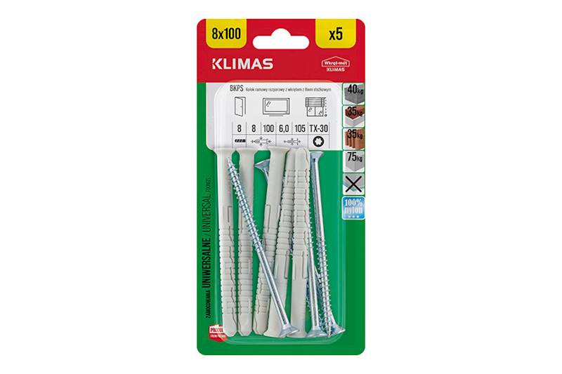 Kołki ramowe rozporowe z wkrętem z łbem stożkowym i gniazdem TX BKPS 8 mm x 100 mm blister 5 szt. WKRĘT-MET