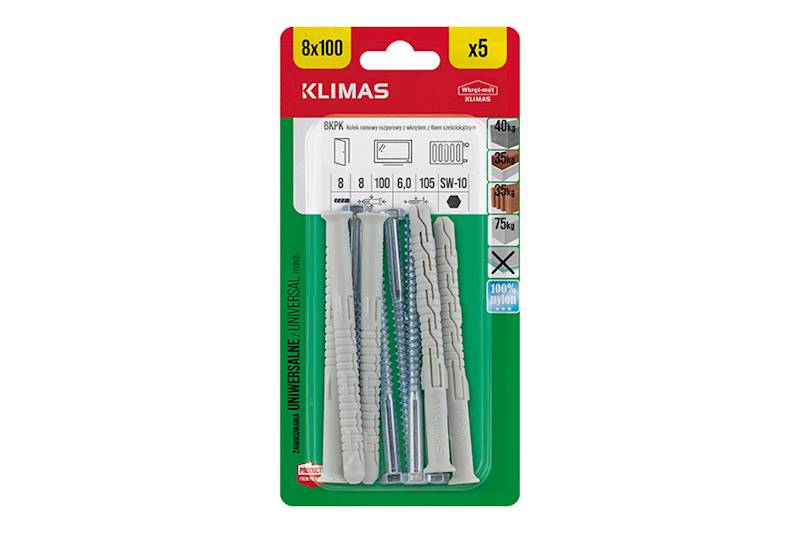 Kołki ramowe rozporowe z wkrętem z łbem sześciokątnym BKPK 8 mm x 100 mm blister 5 szt. WKRĘT-MET
