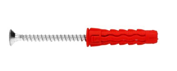 Kołki uniwersalne rozporowe z wkrętem z łbem stożkowym BSFXP 5 mm x 25/35 mm blister 14 szt. WKRĘT-MET