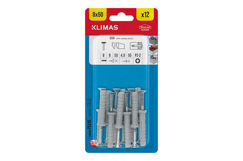 Kołki szybkiego montażu BSM 8 mm x 50 mm blister 12 szt. WKRĘT-MET