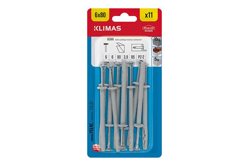 Kołki szybkiego montażu z kołnierzem BSMK 6 mm x 80 mm blister 11 szt. WKRĘT-MET