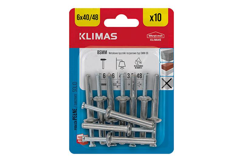 Metalowe kołki szybkiego montażu BSMM 6 mm x 40 mm blister 10 szt. WKRĘT-MET