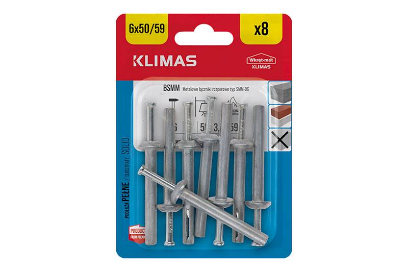 Metalowe kołki szybkiego montażu BSMM 6 mm x 50 mm blister 8 szt. WKRĘT-MET
