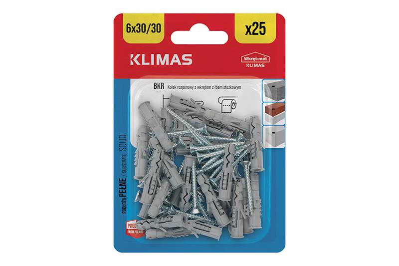 Kołki rozporowe z wkrętem z łbem stożkowym BKR 6 mm x 30/30 mm blister 25 szt. WKRĘT-MET