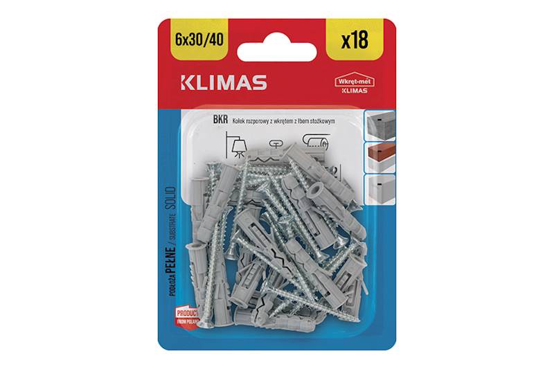 Kołki rozporowe z wkrętem z łbem stożkowym BKR 6 mm x 30/40 mm blister 18 szt. WKRĘT-MET