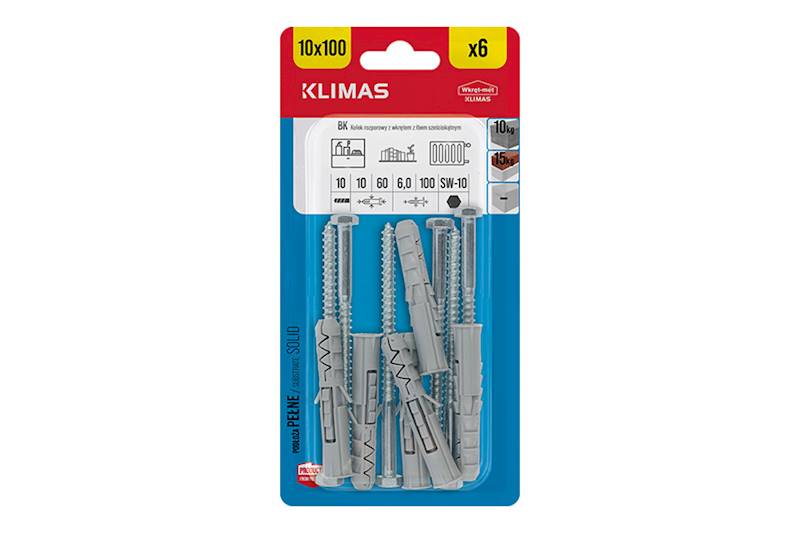 Kołki rozporowe z wkrętem z łbem sześciokątnym BK 10 mm x 100 mm blister 6 szt. WKRĘT-MET