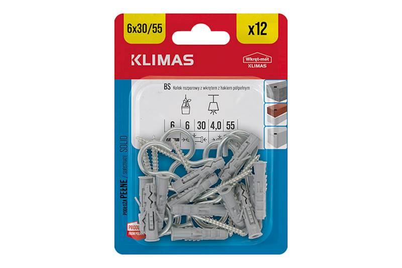 Kołki rozporowe z hakiem półpełnym BS 6 mm x 30 mm blister 12 szt. WKRĘT-MET