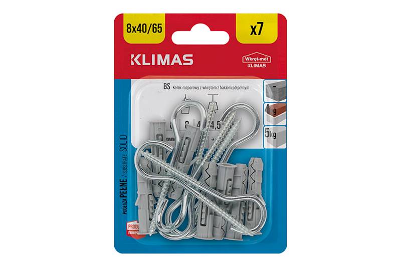 Kołki rozporowe z hakiem półpełnym BS 8 mm x 40 mm blister 7 szt. WKRĘT-MET