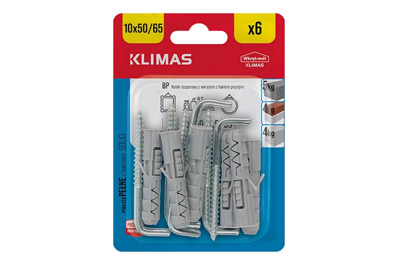 Kołki rozporowe z hakiem prostym BP 10 mm x 50 mm blister 6 szt. WKRĘT-MET