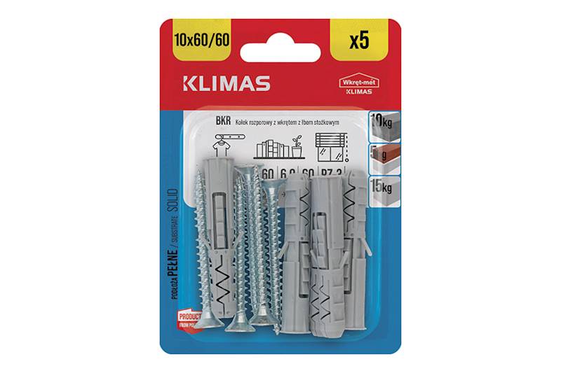 Kołki rozporowe z wkrętem z łbem stożkowym BKR 10 mm x 60/60 mm blister 5 szt. WKRĘT-MET