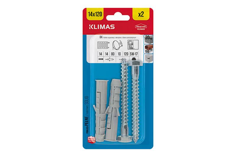 Kołki rozporowe z wkrętem z łbem sześciokątnym BK 14 mm x 120 mm blister 2 szt. WKRĘT-MET