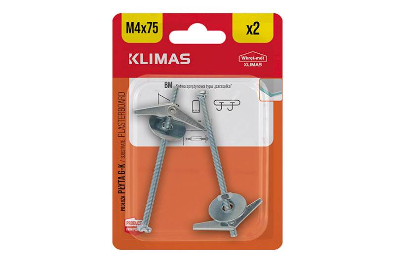 Kotwa sprężynowa typu "parasolka" BM 4 mm x 75 mm 2 szt. WKRĘT-MET