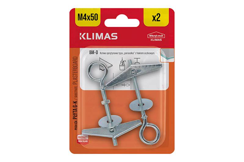 Kotwa sprężynowa typu "parasolka" z hakiem oczkowym BM-O 4 mm x 50 mm blister 2 szt. WKRĘT-MET