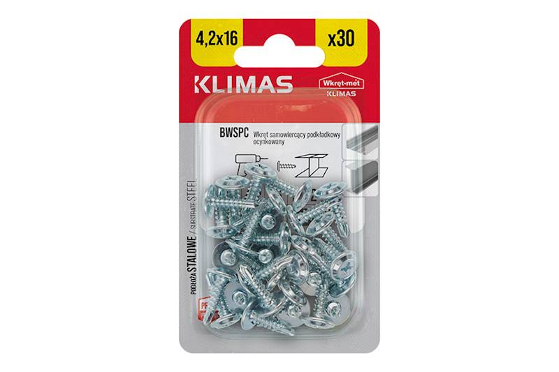 Wkręty podkładkowe samowiercące BWSPC 4,2 mm x 16 mm blister 30 szt. WKRĘT-MET