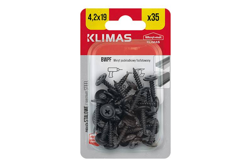 Wkręty podkładkowe samogwintujące fosfatowane BWPF 4,2 mm x 19 mm blister 35 szt. WKRĘT-MET