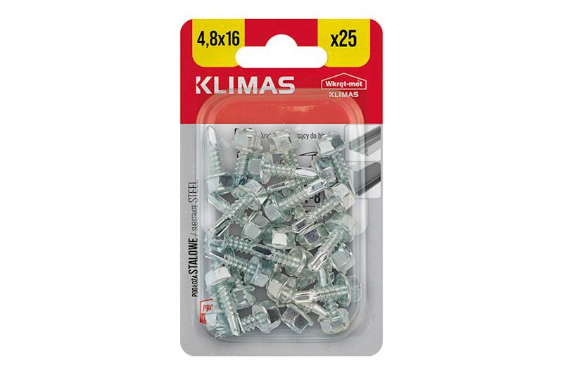 Wkręty samowiercące do mocowania blach do podłoża stalowego BWS 4,8 mm x 16 mm blister 25 szt. WKRĘT-MET