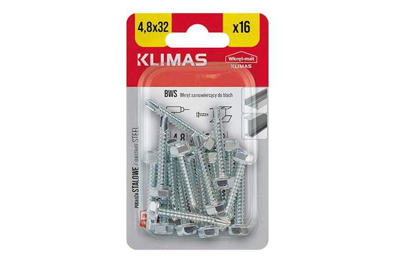 Wkręty samowiercące do mocowania blach do podłoża stalowego BWS 4,8 mm x 32 mm blister 16 szt. WKRĘT-MET