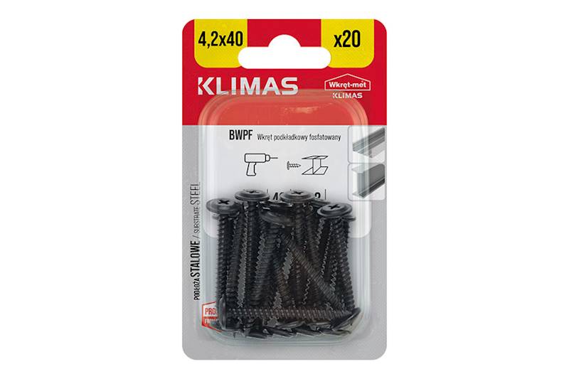 Wkręty podkładkowe samogwintujące fosfatowane BWPF 4,2 mm x 40 mm blister 20 szt. WKRĘT-MET