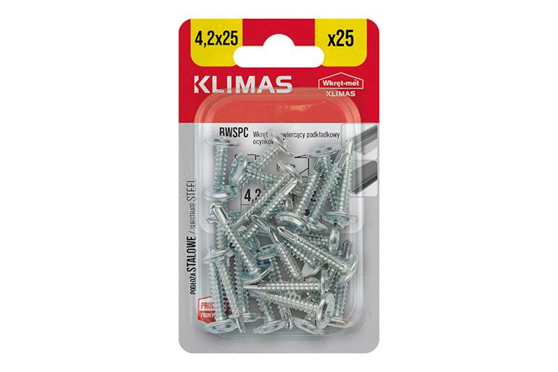 Wkręty podkładkowe samowiercące BWSPC 4,2 mm x 25 mm blister 25 szt. WKRĘT-MET