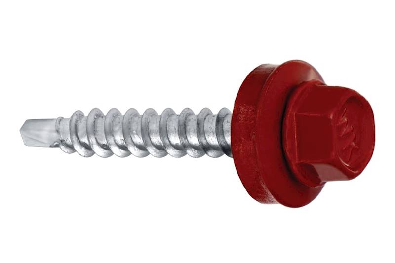 Wkręty farmerskie samowiercące z podkładką EPDM do podłoża drewnianego BWFD 4,8 mm x 35 mm RAL3011 blister 20 szt. WKRĘT-MET