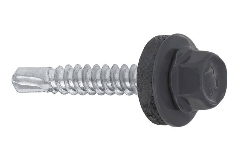 Wkręty samowiercące z podkładką EPDM do mocowania blach do podłoża stalowego WF 4,8 mm x 19 mm RAL7024 karton 250 szt. WKRET-MET