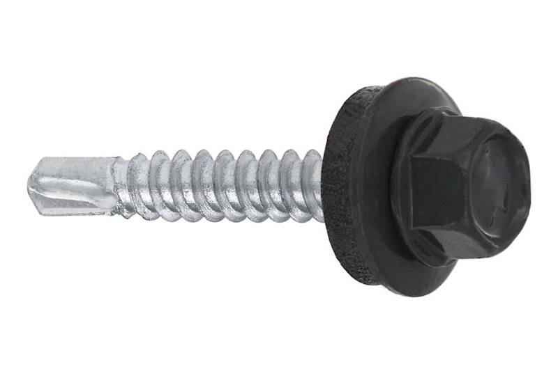 Wkręty samowiercące z podkładką EPDM do mocowania blach do podłoża stalowego WF 4,8 mm x 25 mm RAL7016 karton 250 szt. WKRĘT-MET