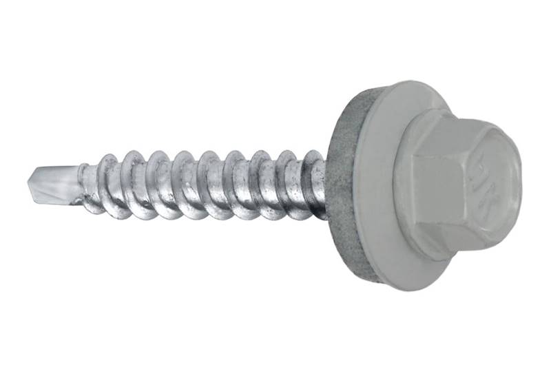 Wkręty farmerskie samowiercące z podkładką EPDM do podłoża drewnianego WFD 4,8 mm x 35 mm RAL9006 karton 250 szt. WKRĘT-MET