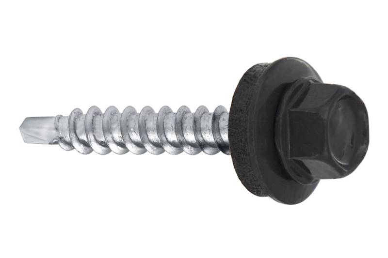 Wkręty farmerskie samowiercące z podkładką EPDM do podłoża drewnianego WFD 4,8 mm x 35 mm RAL7016 karton 250 szt. WKRĘT-MET