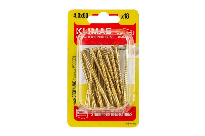 Wkręty konstrukcyjne z łbem stożkowym i gniazdem TX BWHT 4,0 mm x 60 mm blister 18 szt. WKRĘT-MET
