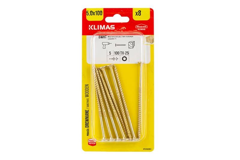 Wkręty konstrukcyjne z łbem stożkowym i gniazdem TX BWHT 5,0 mm x 100 mm blister 8 szt. WKRĘT-MET