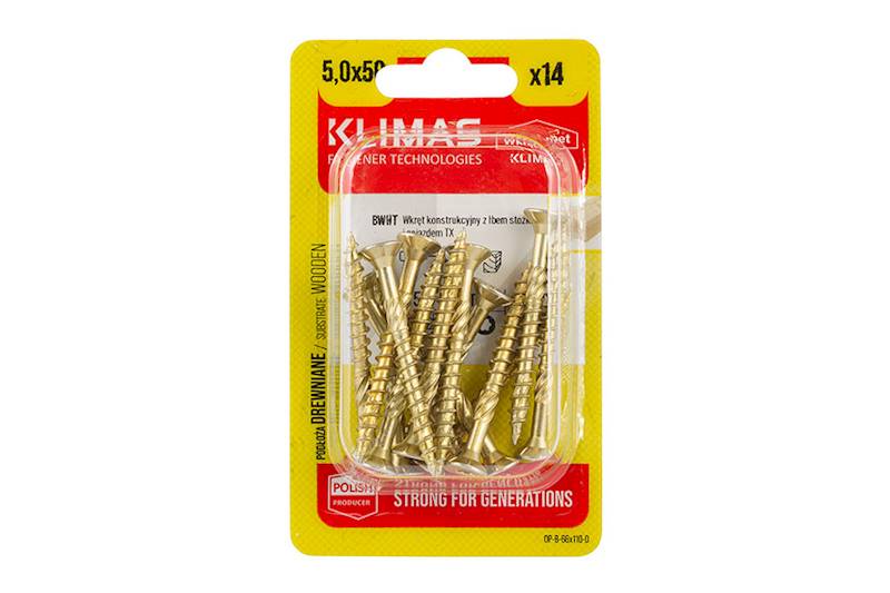 Wkręty konstrukcyjne z łbem stożkowym i gniazdem TX BWHT 5,0 mm x 50 mm blister 14 szt. WKRĘT-MET
