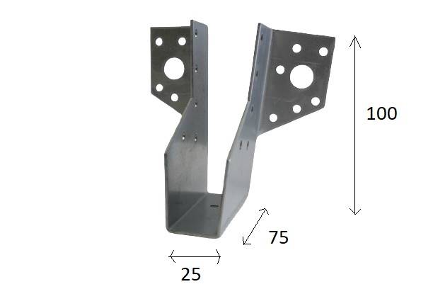 Wieszak belki 25 x 100 x 75 mm WB-1 WKRĘT-MET