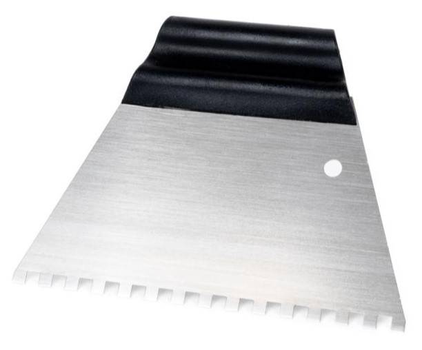 Szpachla paca metalowa z zębem 6 x 6 mm do kleju gładka uchwyt z tworzywa 180 mm KUBALA