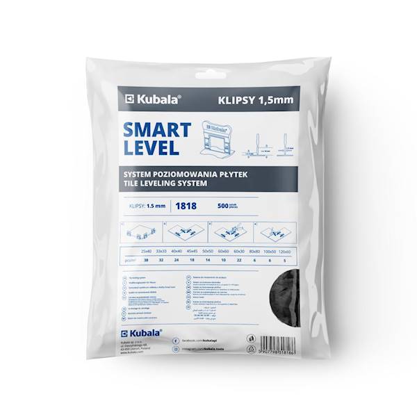 Klipsy do systemu poziomowania płytek Smart Level 1,5 mm 500 szt. KUBALA