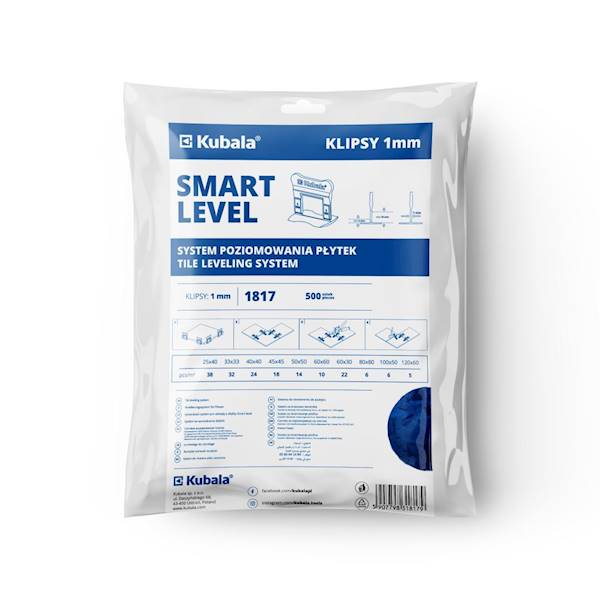 Klipsy do systemu poziomowania płytek Smart Level 1 mm 500 szt. KUBALA