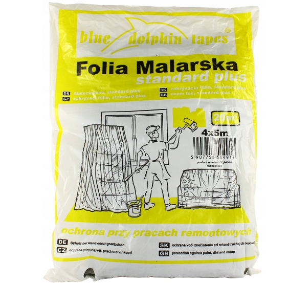 Folia malarska 4 x 5 m standard plus BLUE DOLPHIN