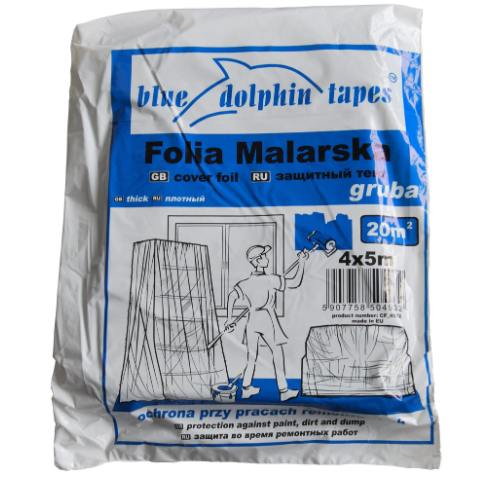 Folia malarska 4 x 5 m gruba 400 g BLUE DOLPHIN