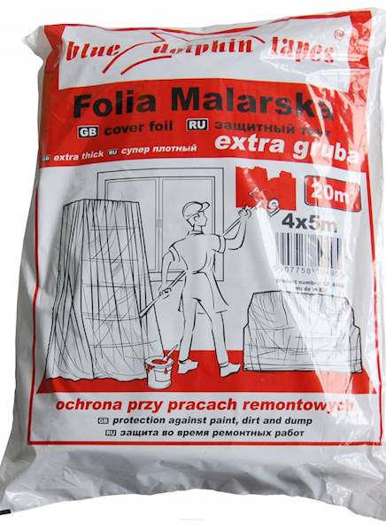 Folia malarska 4 x 5 m gruba 800 g BLUE DOLPHIN