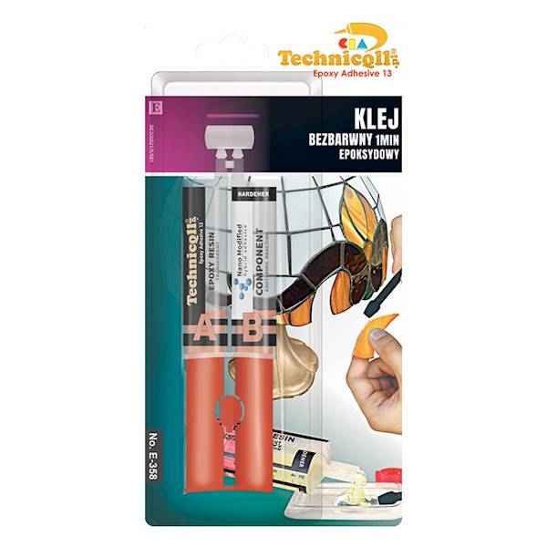 Klej epoksydowy 1 min bezbarwny 2 x 12 ml TECHNICQLL