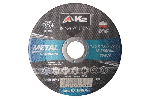 Tarcza do cięcia metalu wzmocniona 125 x 1,6 mm Standard K2