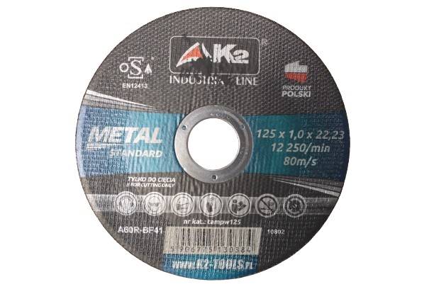 Tarcza do cięcia metalu wzmocniona 125 x 1,0 mm Standard K2