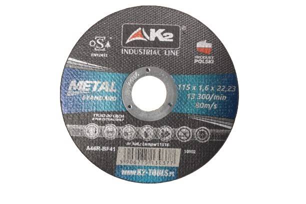 Tarcza do cięcia metalu wzmocniona 115 x 1,6 mm Standard K2